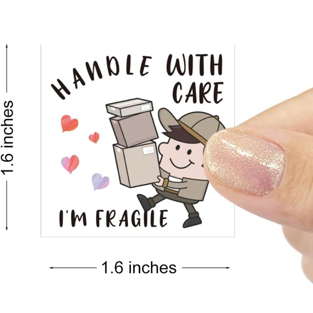 50 HANDLE WITH CARE I'M FRAGILE Stickers 1.6" x 1.6"
